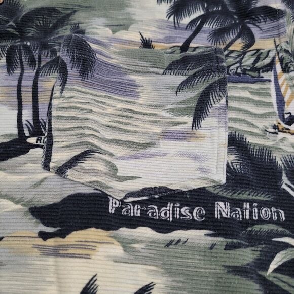 Vtg Tommy Bahama RELAX Polo Hawaiian Floral Tropical Beach Sailboat Size L EUC - Picture 5 of 10